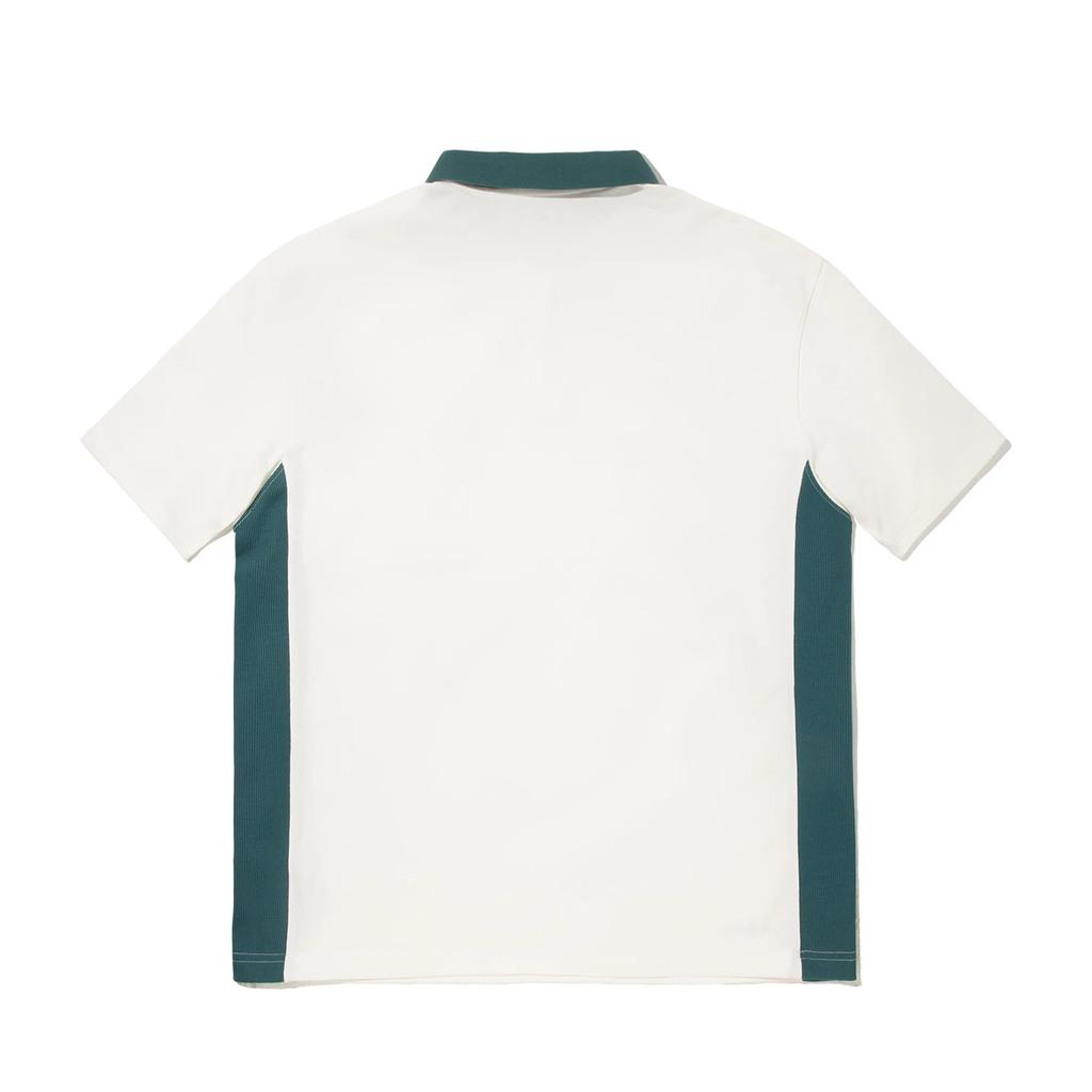 Li Ning Spliced Soft Comfortable Breathable Versatile Short Sleeve Polo Shirt Men Polo Shirts Champagne-White Ink-Green APLV451-1