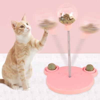 Cat Trt Dispenser Toy Plastic Cute Br Shape Lky Food     Track Feeder Toy with Spring for Cat Gifts