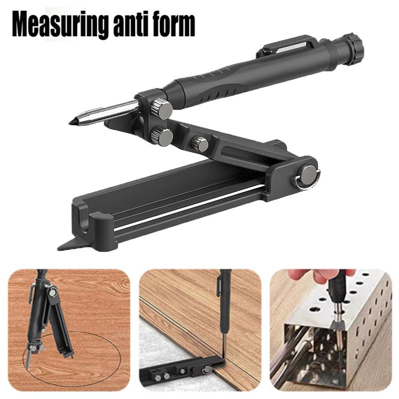 Multi-function Scribing Tool Aluminum Alloy Scribe Tool Carpentry Graffiti Line Measuring Hand Tools with Deep Hole Pencil
