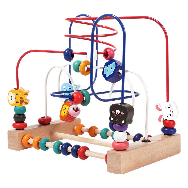Montessori Wooden Animal Stringing Beads: Early Education & Hand-Eye Coordination Toy for Children Ages 3-6