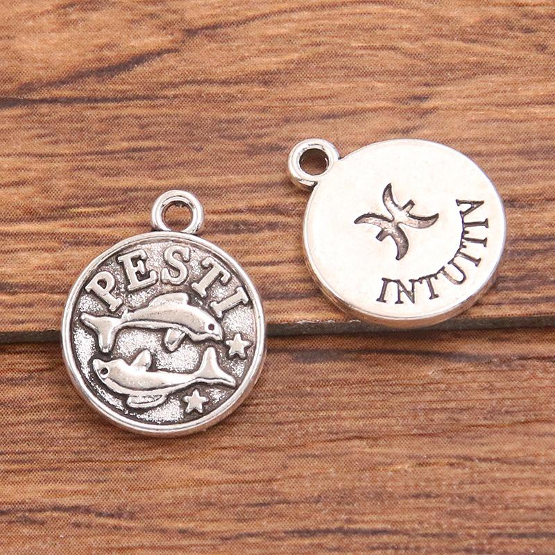 10 or 12pcs 12X15mm DIY retro alloy jewelry accessories 12 constellation pendant