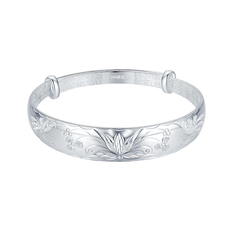 999 Sterling Silver Chinese Style Bangle for Women