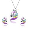 Colorful Unicorn Necklace and Earring Set