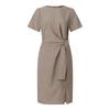 VONDA Summer Women Lace Up Solid Color Long Dress