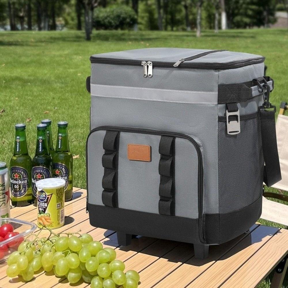 Large Capacity Picnic Trolley Box Rolling Tie Rod Picnic Bag Tug Insulation Bag  Refrigerated Box
