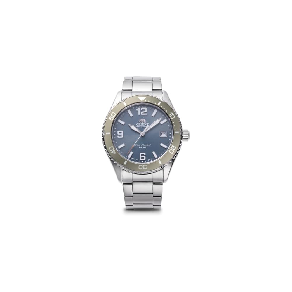 Orient Mako Solar Powered Men s Watch Baby Blue with Domestic Manufacturer Warranty RN-WJ0002L