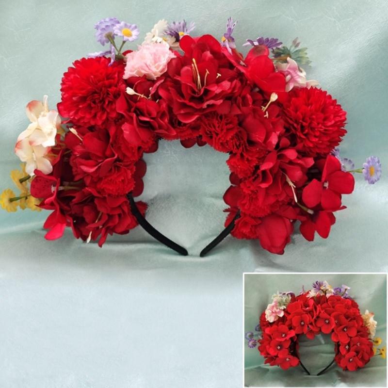 Bridal Garlands Florals Crown Wedding Flower Headband Beach Wreath Hairband Girls Hair Accessory Women Head Hoop Props