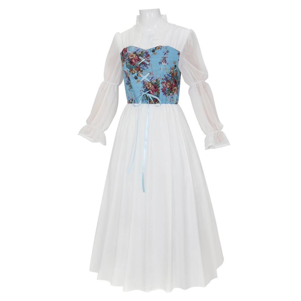 Women's Costume Off Shoulder Top Irregular Skirt Vintage Outfit With Decoration