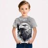 Boys' Short-Sleeved 3D Digital Print Casual T-Shirt with Eagle Design