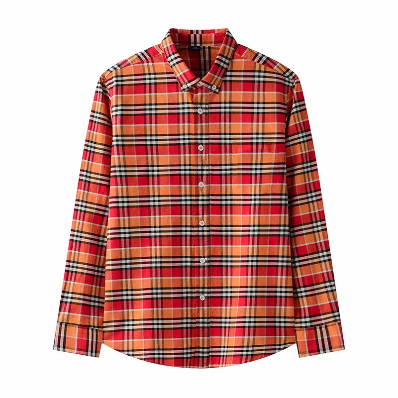 Men s Plaid Long-Sleeve Dress Shirts Button Down Breathable Casual Vintage Shirts Wrinkle-Free Solid Cotton Business Shirt for Men S