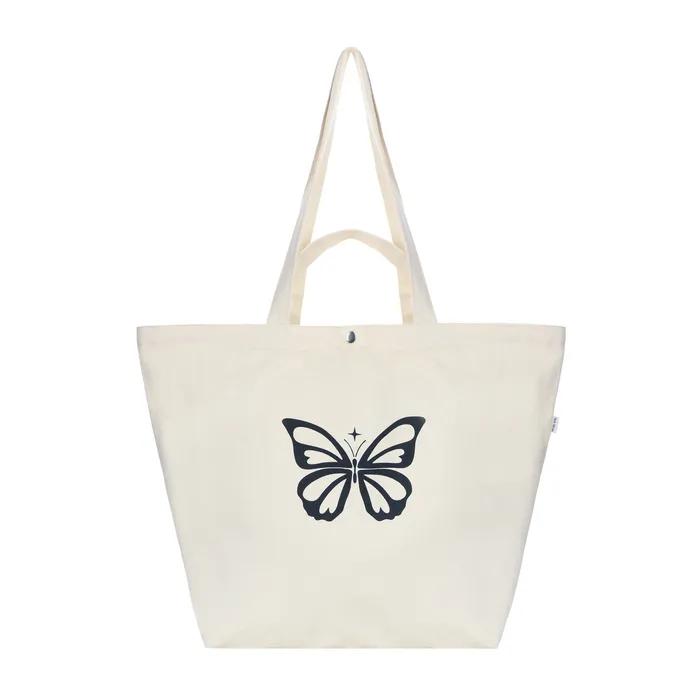 BUTTERFLY GRAPHIC CANVAS BAG_OATMEAL