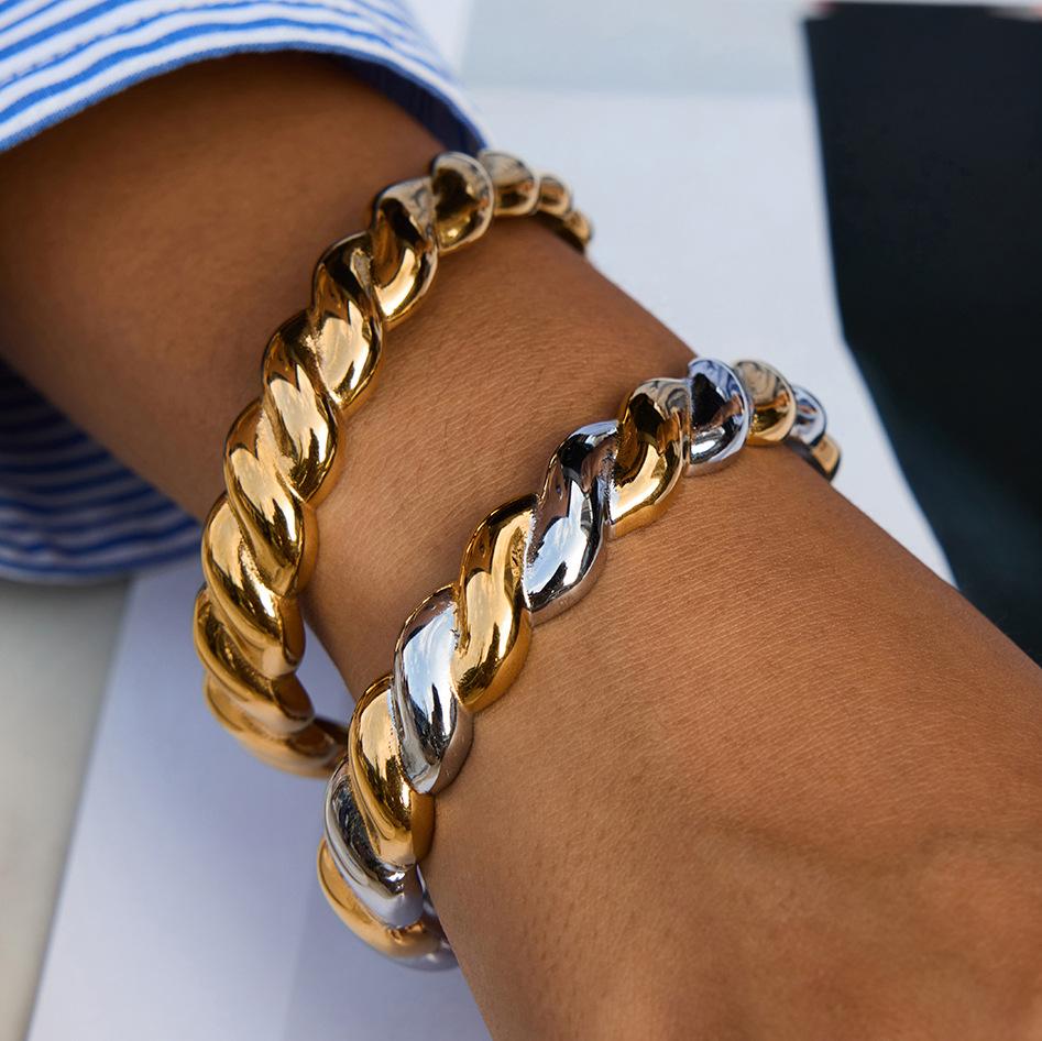 European and American titanium steel twist opening bracelet does not fade jewelry stainless steel