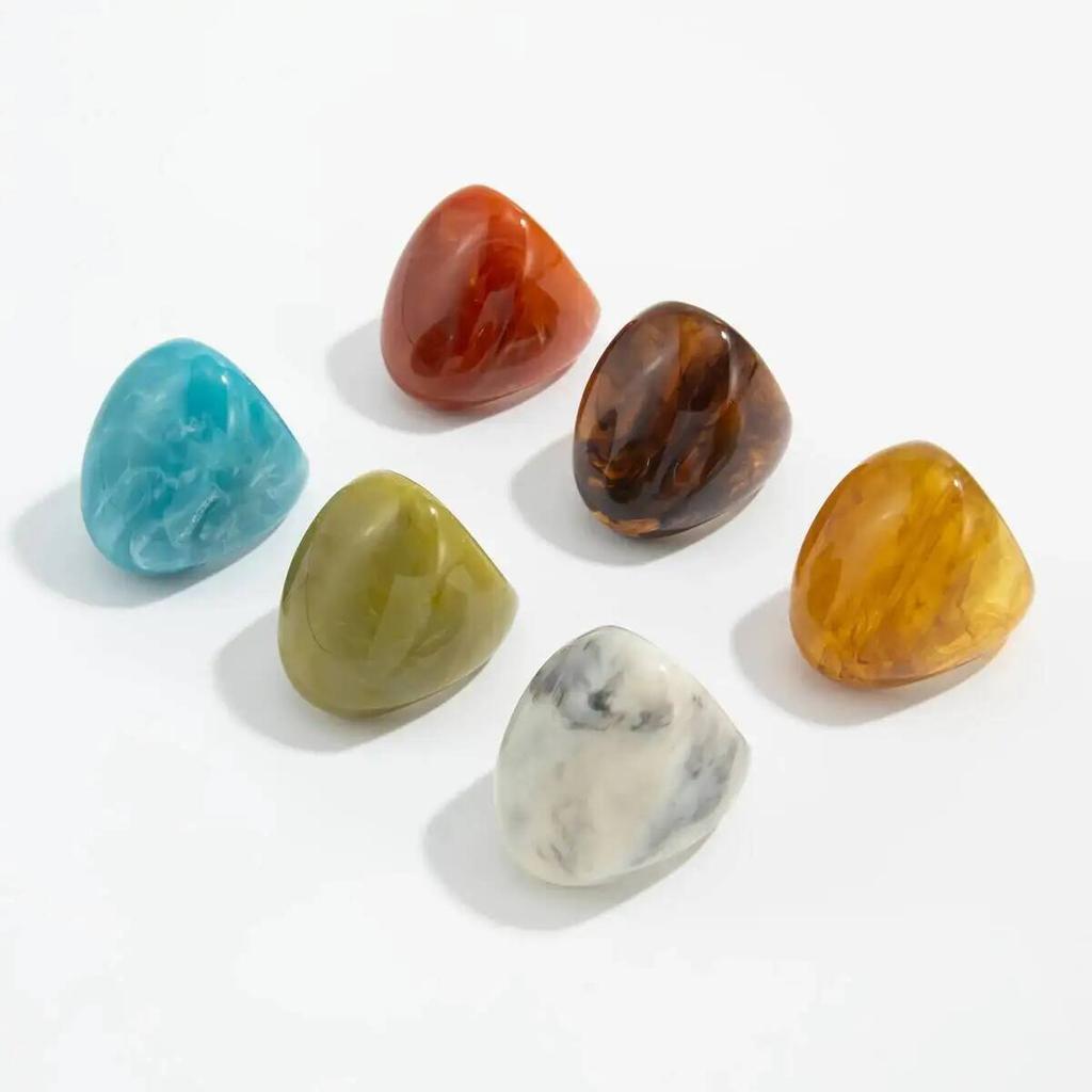 IngeSight.Z 6 Styles Boho Geometric Large Resin Wide Curved Surface Finger Ring Women Fashion Irregular Rings Party Jewelry Gift