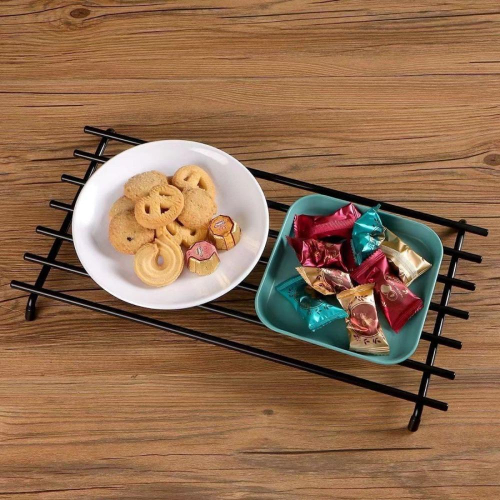 Wrought Iron Kitchen Trivet Striped Design Anti-slip Pot Rack Heat-resistant High Load-bearing Tableware Insulated Mat Home