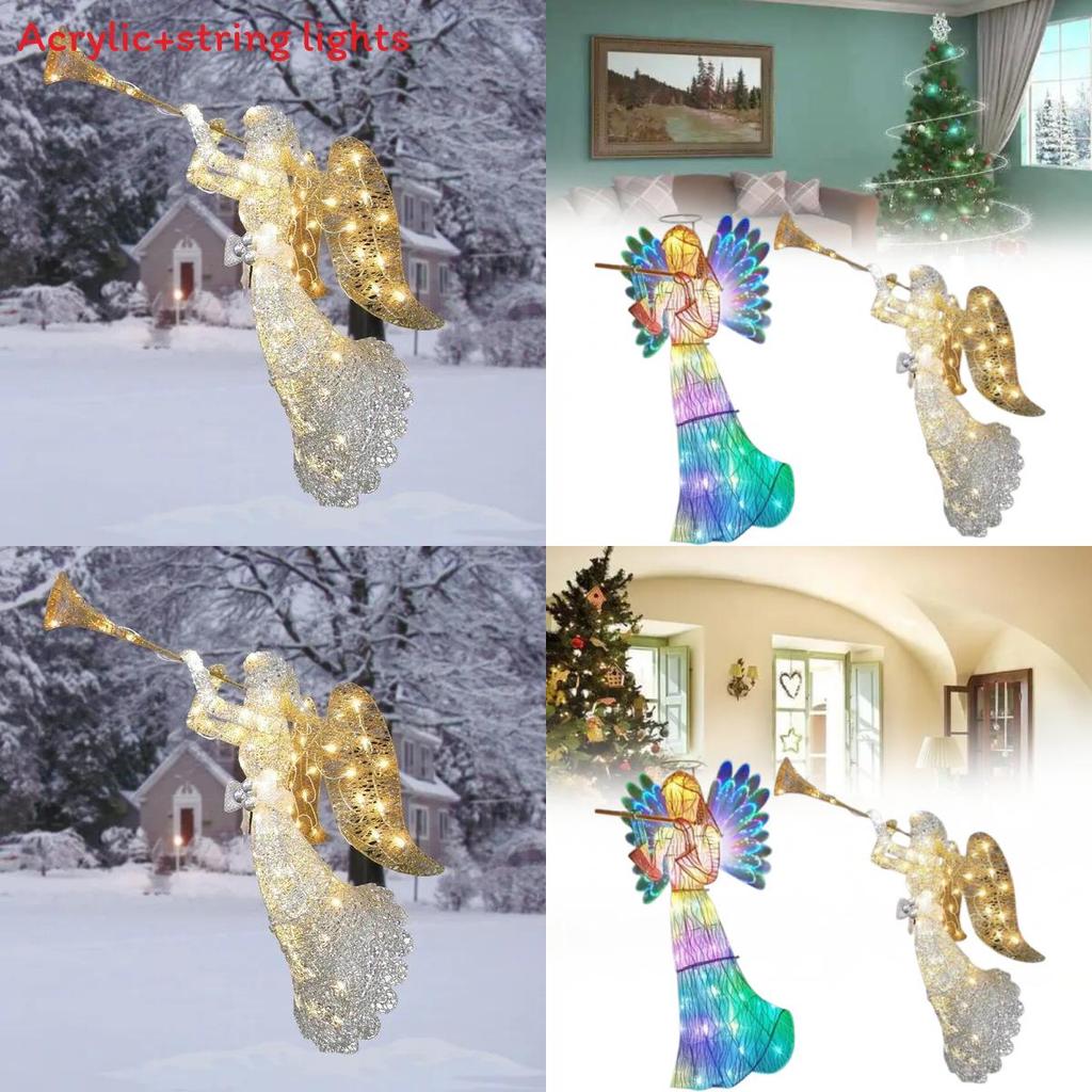 Angel Tree Topper With Illuminated Star For Holiday Festivities