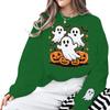 Halloween Cute Ghosts Pumpkin Print Sweatshirt Women Men Crew Neck Long Sleeve Pullover Cartoon Halloween Sweatshirts