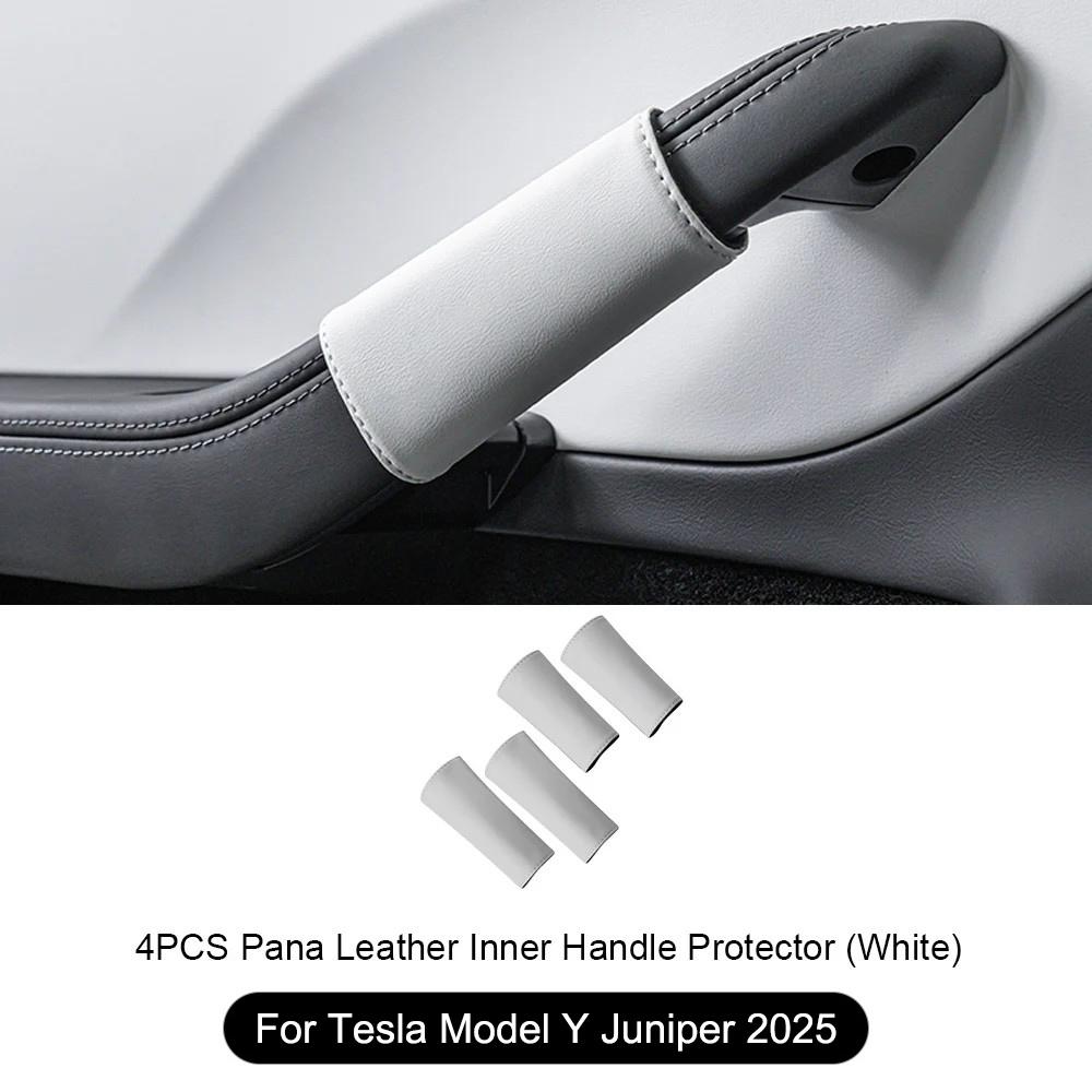 For Tesla Model 3 Highland 2024 4PCS Door Inner Handle Protector Cover Napa Leather Model Y Juniper Door Handle Gloves Accessory