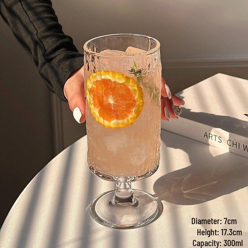 Textured Stemmed Glass for Juice & Cocktails
