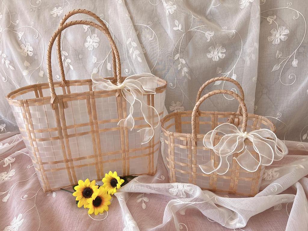 Brautjungfern-Souvenir-Tasche: Geflochtene Gelee Strandhandtasche Korb für den Urlaub