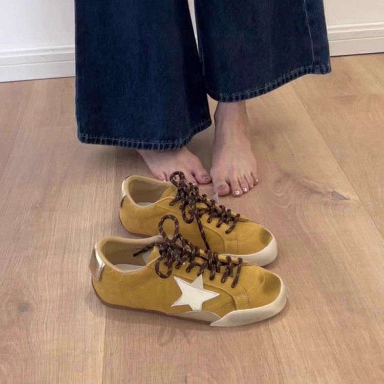 

Версия из коровьей кожи~ Нишевые немецкие тренировочные туфли в академическом стиле с двухцветной лентой, женские универсальные модные на шнуровке спереди, с глубоким вырезом, спортивные и повседневные 35