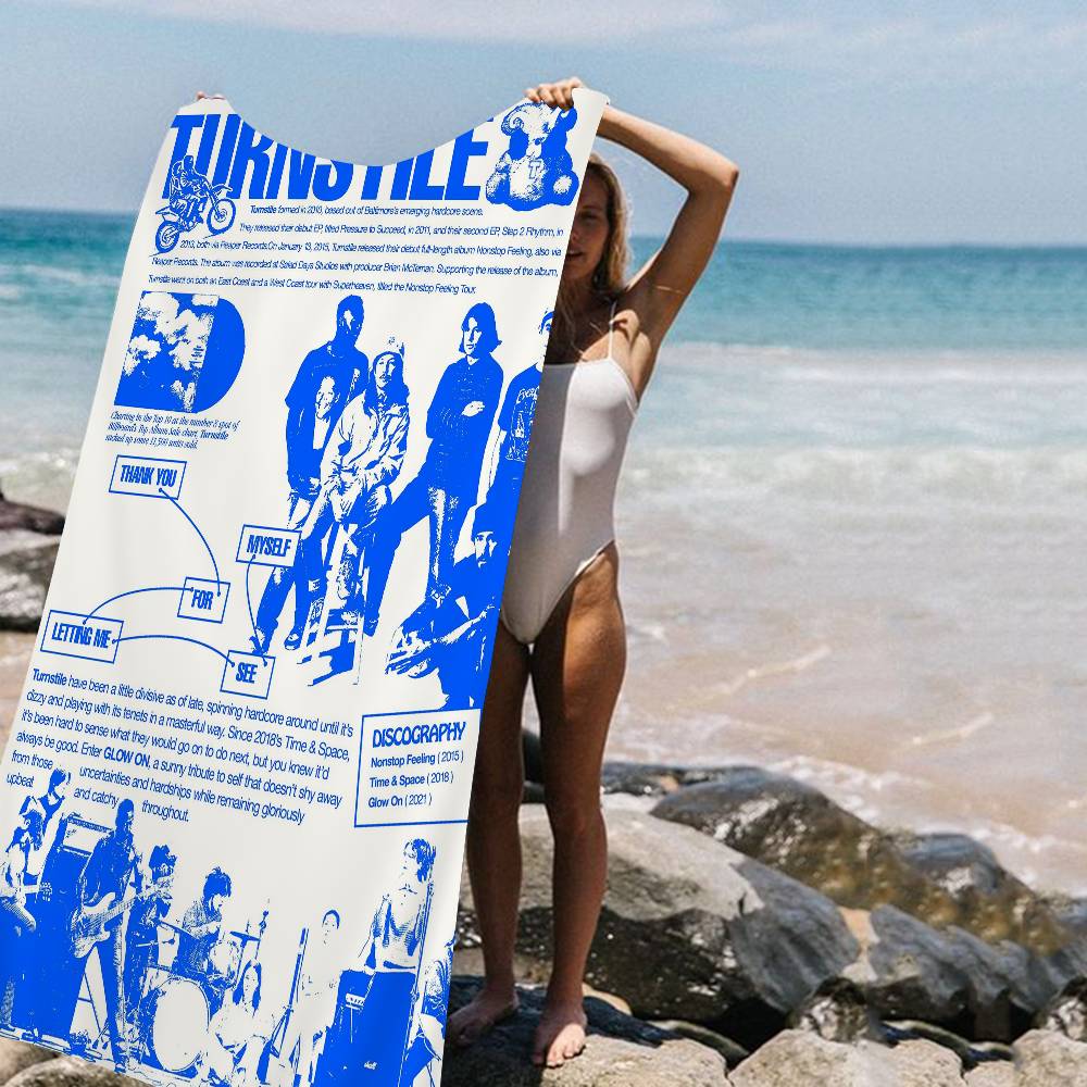 

Music Band T-Turnstile Microfiber Printed Beach Towel Mountain Climbing Yoga Beach Swimming Running Absorbent Soft Towel W40*H60(CM)