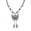 Beaded Butterfly Pendant Necklace Geometric Bead Clavicle Sweater Chain Jewelry