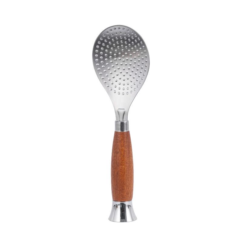 

Stainless Steel Rice Spoon Non-Stick Rice Paddle Scoop Large Standing Design Serving Spoon Metal Kitchen Spoon with Wood Handle