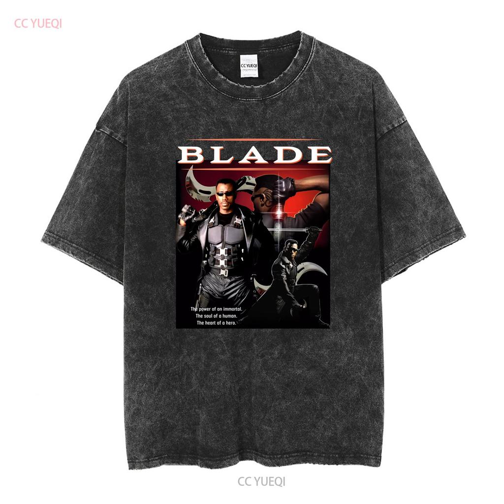 Blade Wesley Snipes Vampire Horror Movie T Shirt Vintage Washed Stylish Unisex Fashion Slightly Streetwear Graphic