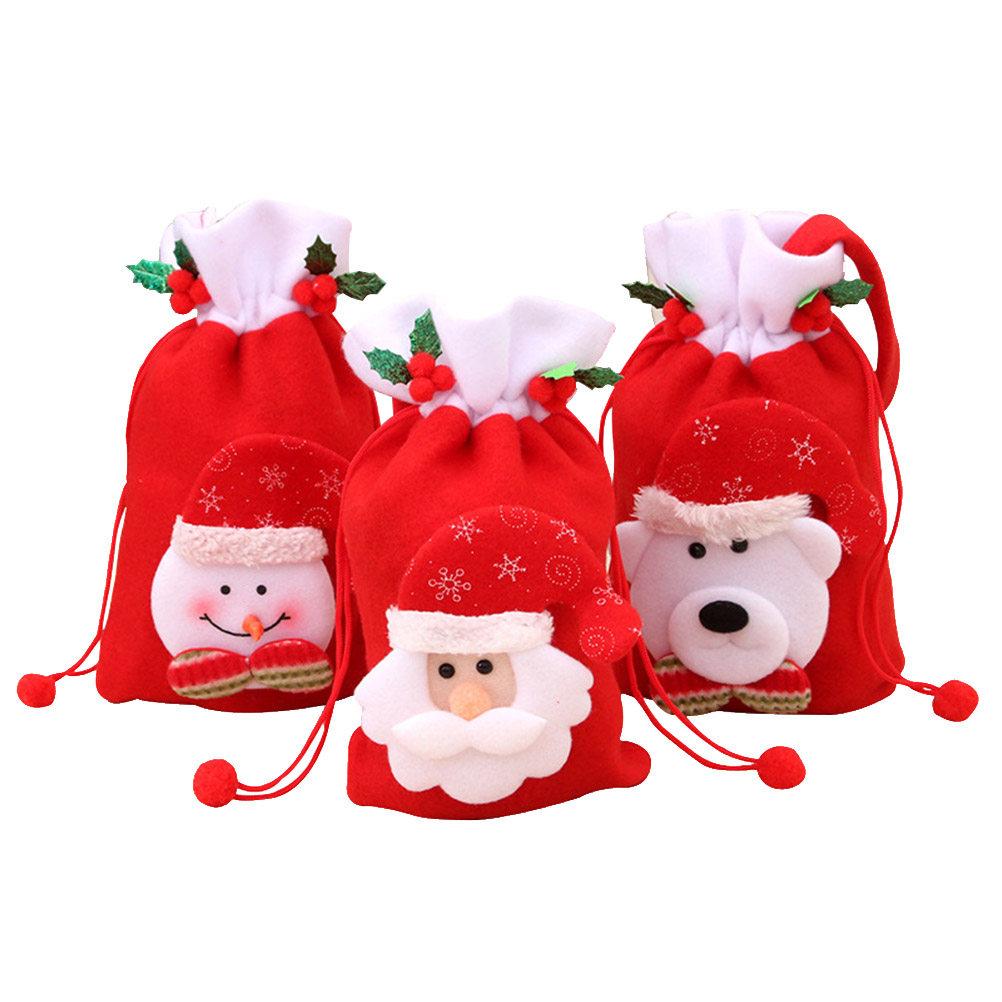 3Pcs Beautiful Christmas Gift Bag Set Food Grade Strong Tear Resistant for Birthday Christmas Festival Tea Party