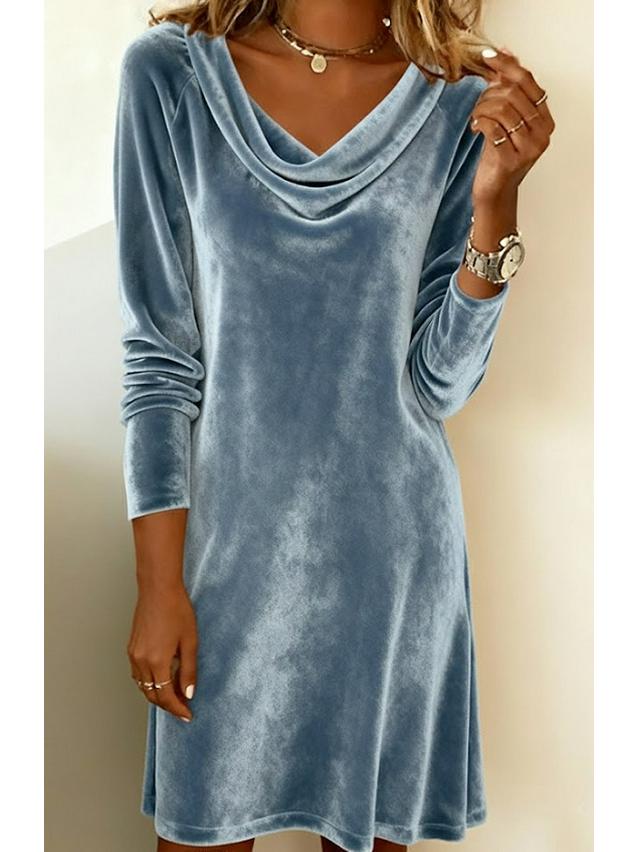 

2025 Autumn/Winter Women s Velvet Coat Dress with Shawl Collar and Long Sleeves 5XL