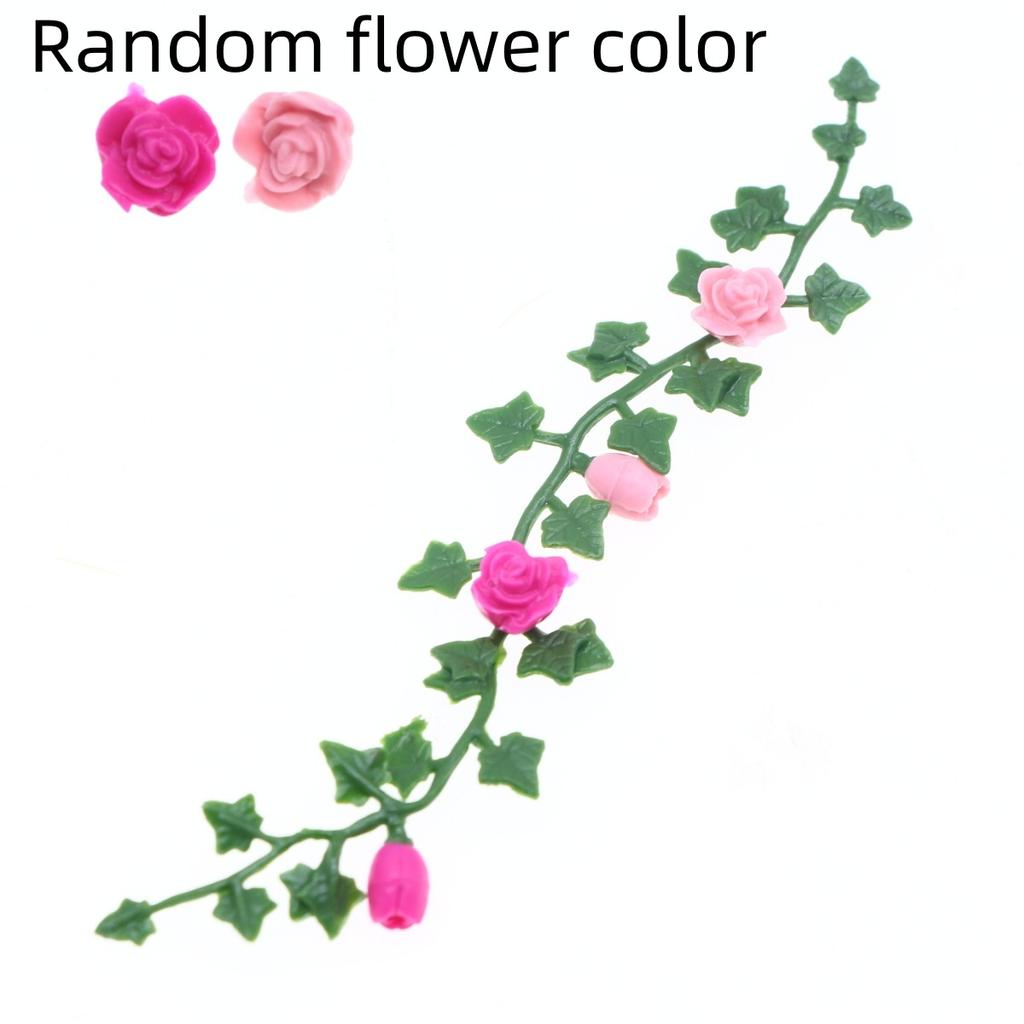 2Pcs Dollhouse Miniature Rose Flower Vine Climbing Rose Wattle Home Decor Garden Scene Ornaments Artificial Plants Flower Vine