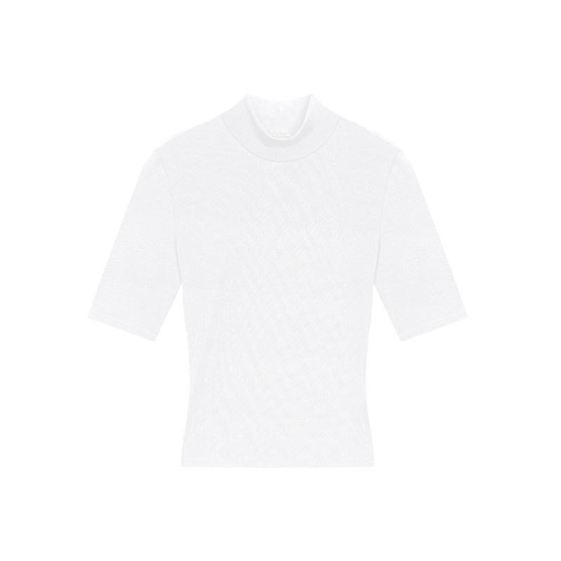 

Black women s bottoming shirt with 2026 spring and summer new semi-turtleneck medium-sleeved slim-fit T-shirt showing thinness and figure top S( 40-47.5kg ) белый