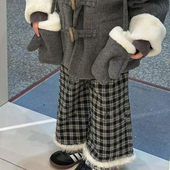 

Big Girl Korean Style Autumn/Winter 2024 Fashion Set: Baby Coat with Velvet Pants 110