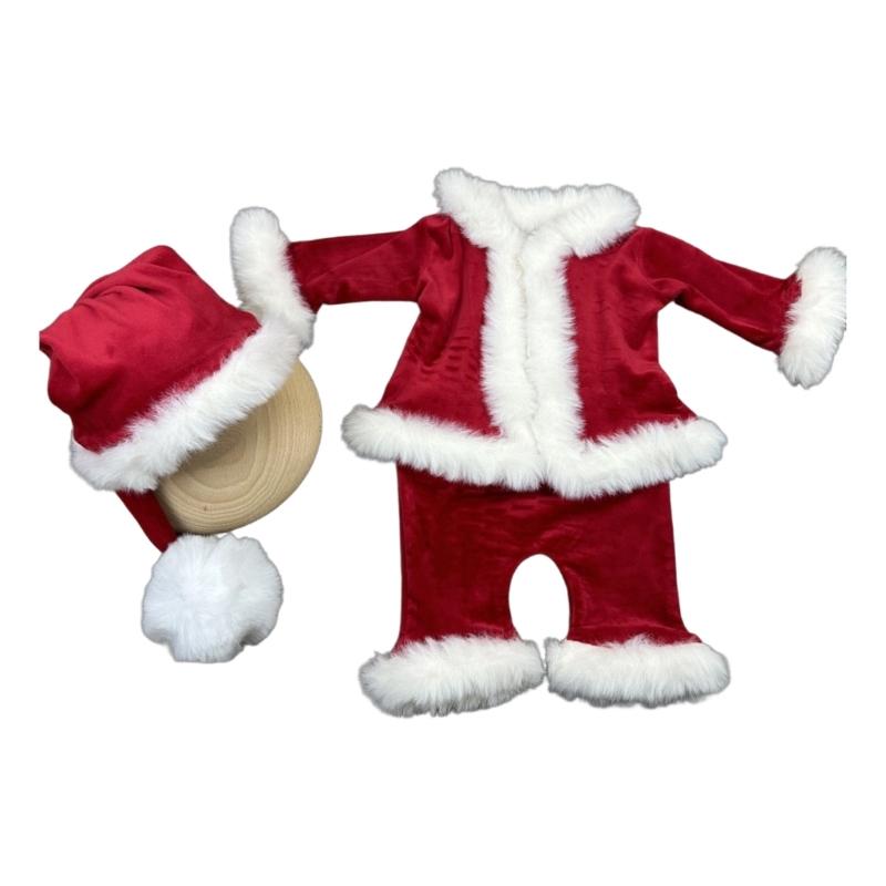 

Наряд для фотосессии с Сантой Малыш Легко надеть Рождественский комплект одежды Устойчивый к складкам Костюм для фотосъемки новорожденных S