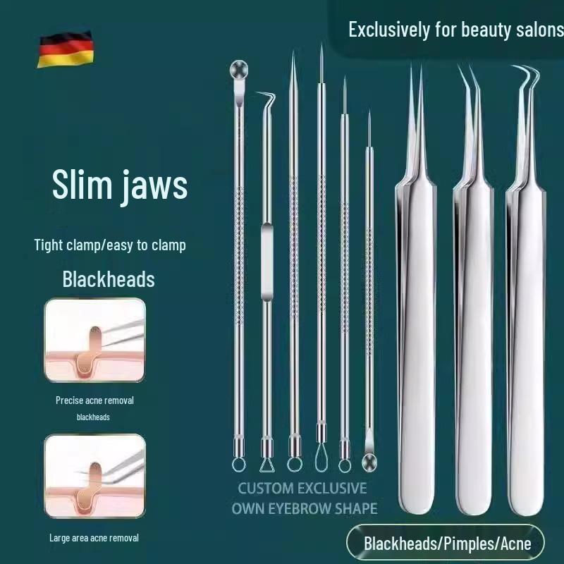 Ultra-fine Blackhead Removal Set: Precision Tweezers, Comedone Scraper, Beauty Pick, and Acne Needle Tools