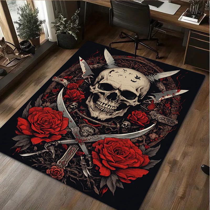 Skull Print Rug - home decoration Carpet For Living Room Bedroom Flooring Computer Chair Area Rug
