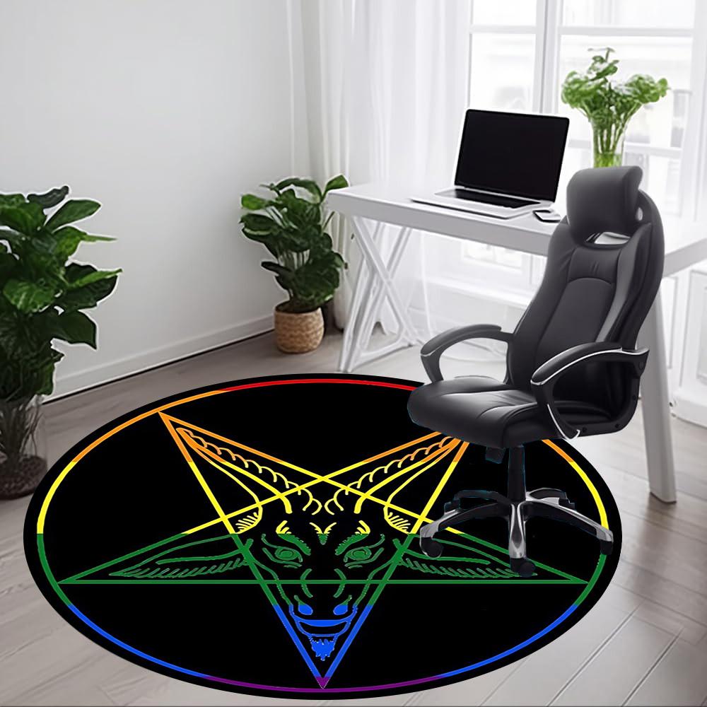 1pc Baphomet, Occult Office Round Area Rug, Under Office Chairs Bedroom Living Room Home Decor, Room Deco, Available in Various Sizes