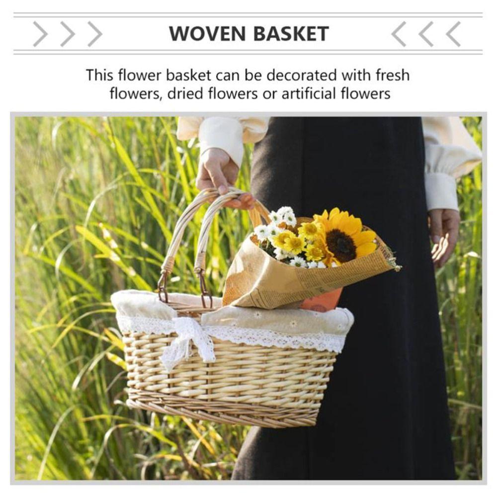 Removable Willow Woven Handwoven Toys Vegetable Basket Picnic Basket Fruit Basket Storage Basket