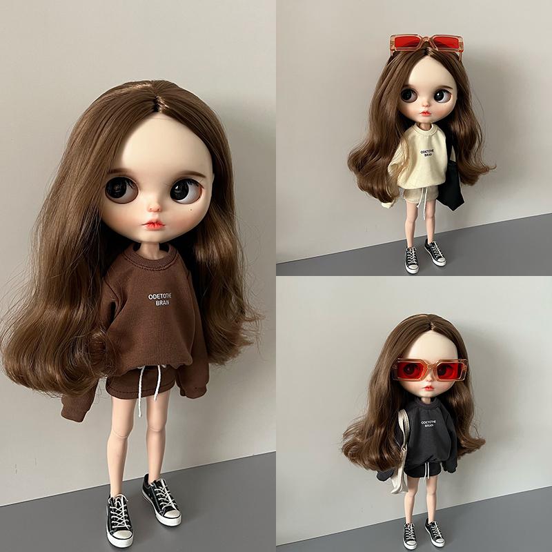 New Handmade Blythe Clothes 2 Piece Set Sweater and Short Skirt Sport Casual Suit for Blyth OB24 Azone Licca Pullip 1/6 Dolls