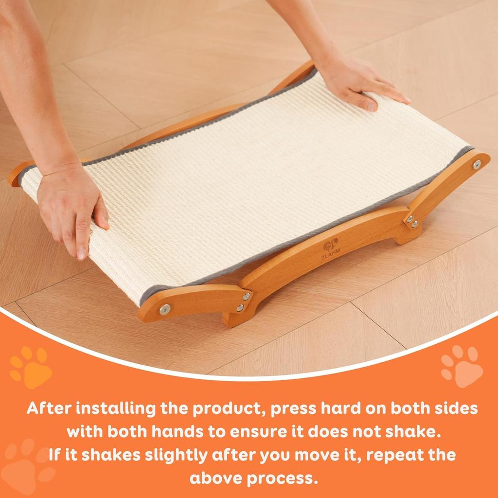 Extra-Larger Sisal Cat Scratcher Bed, Durable Cat Scratching Post with Hammock for Indoor Cats Lounger & Sleep & Scratch, Natural Sisal Cat Scratch