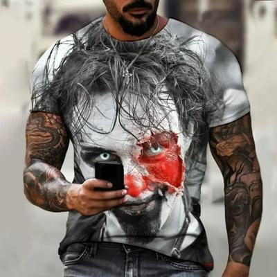 Fashion Fun Scary Clown Print T Shirt Summer Men's Short Sleeves Harajuku Streetwear Fashion T-shirt Women Tops