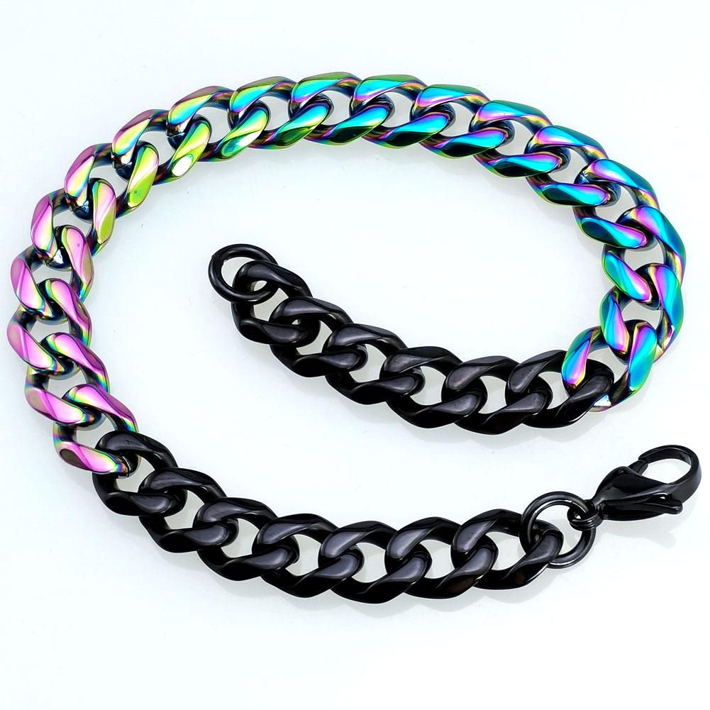 New 316L stainless steel black and iridescence dual Hip hop bracelet anklet