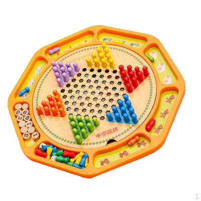 Portable Wooden Traditional Chinese Checker Game Board Kids Toys