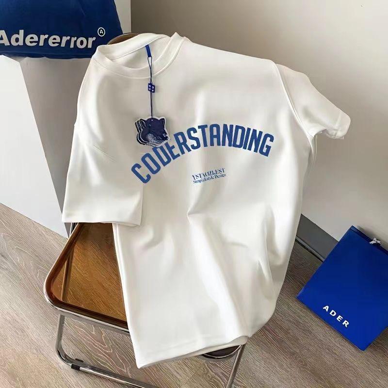 Pánské a dámské tričko s krátkým rukávem z ledového hedvábí - Volný střih, Hongkongský styl, Letní móda