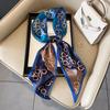 Long oblique corner scarf silk scarf high-end fashion versatile scarf streamer strap bag simulation silk Korean version scarf