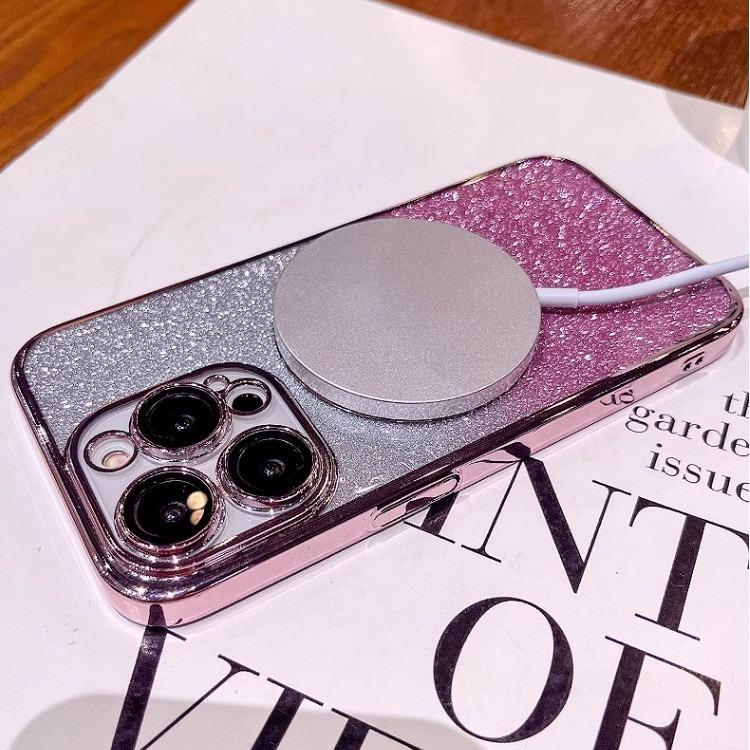Applicable to OPPOReno12Pro mobile phone case magnetic suction electroplating gradual change glitter A58 simple 3A79 new anti-drop cover