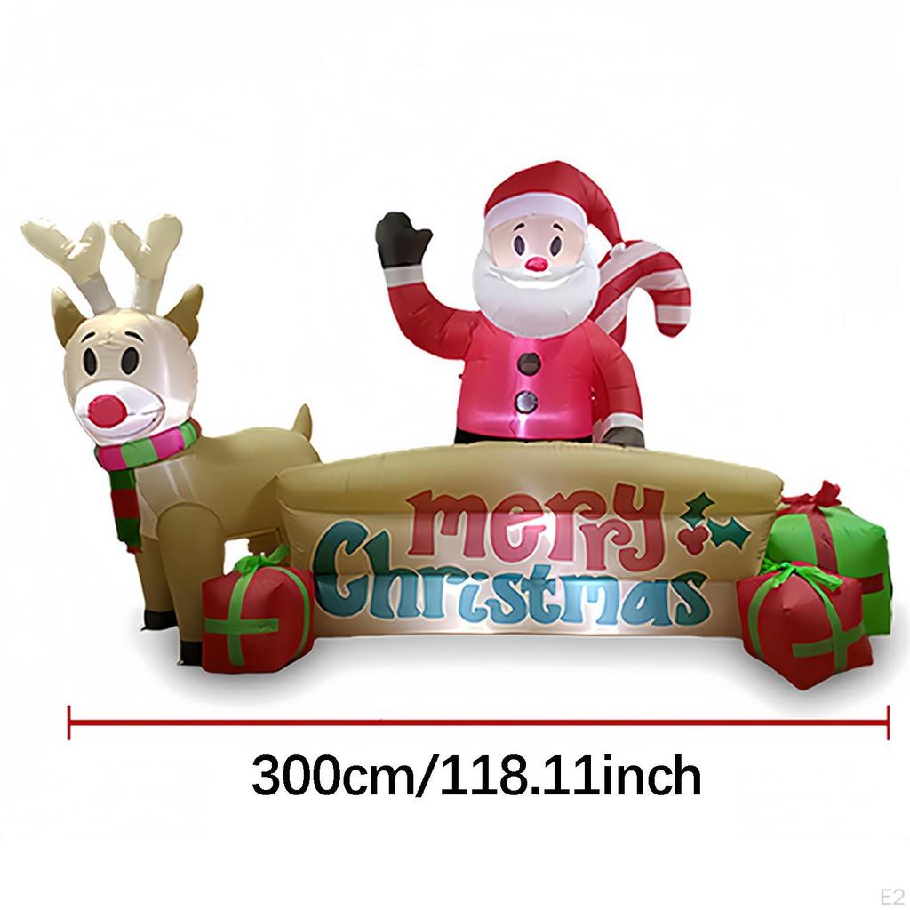 Christmas Inflatable Santa & Reindeer with Merry Sign Giant Scene Layout Build in LED