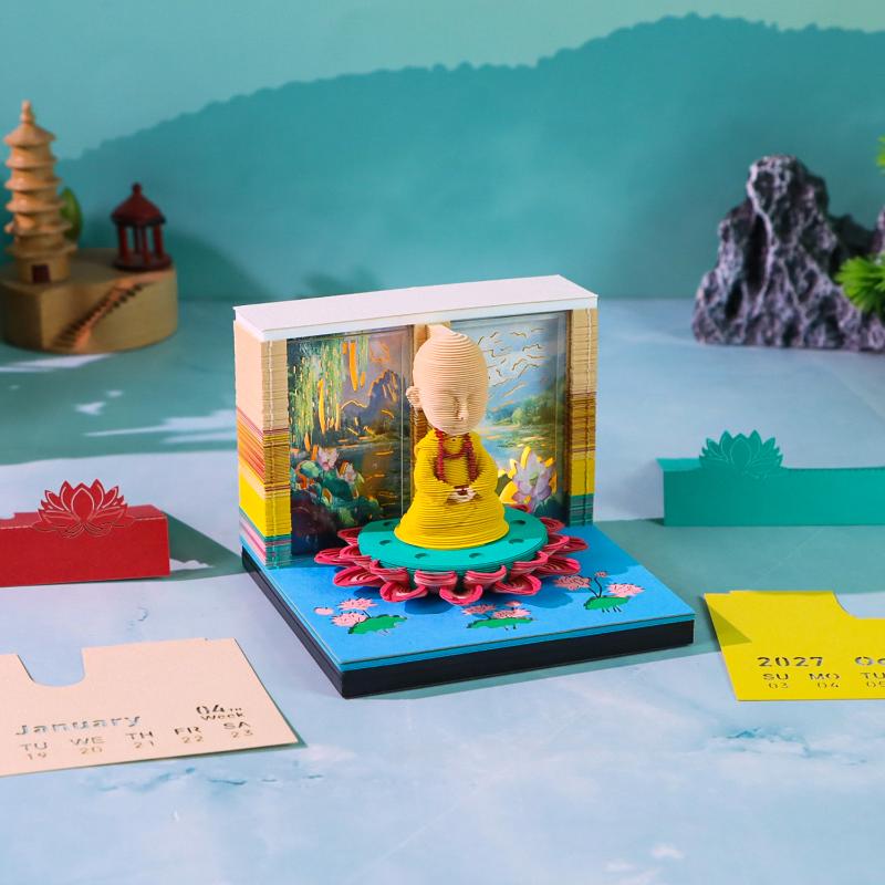 LED Light 2027 Desk Calendar with Artistic 3D Tear-away Feature Perfect for Desktop Organization