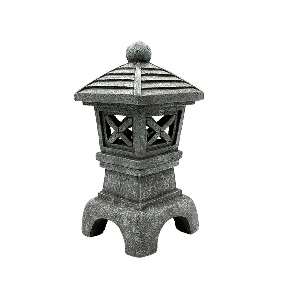 Solar Powered Outdoor For Garden Lantern in Pagoda Style Made with Weatherproof Polyresin for Yard and For Garden Decoration