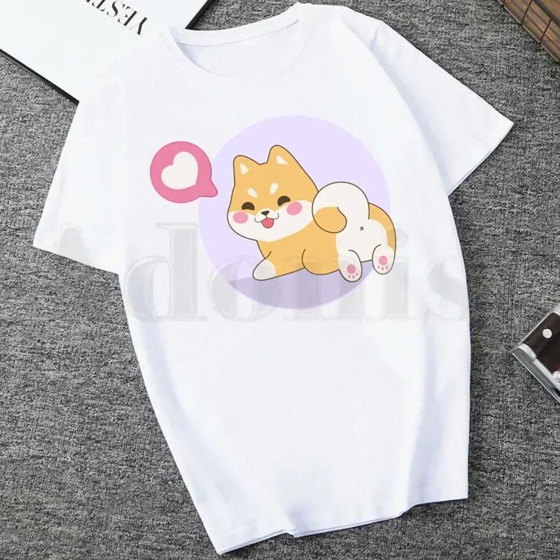 Funny Animal Dogs Kawaii Japanese Shiba Inu Women Cartoon Mom Summer Print Lady Tshirts Top T Shirt Ladies Womens Graphic